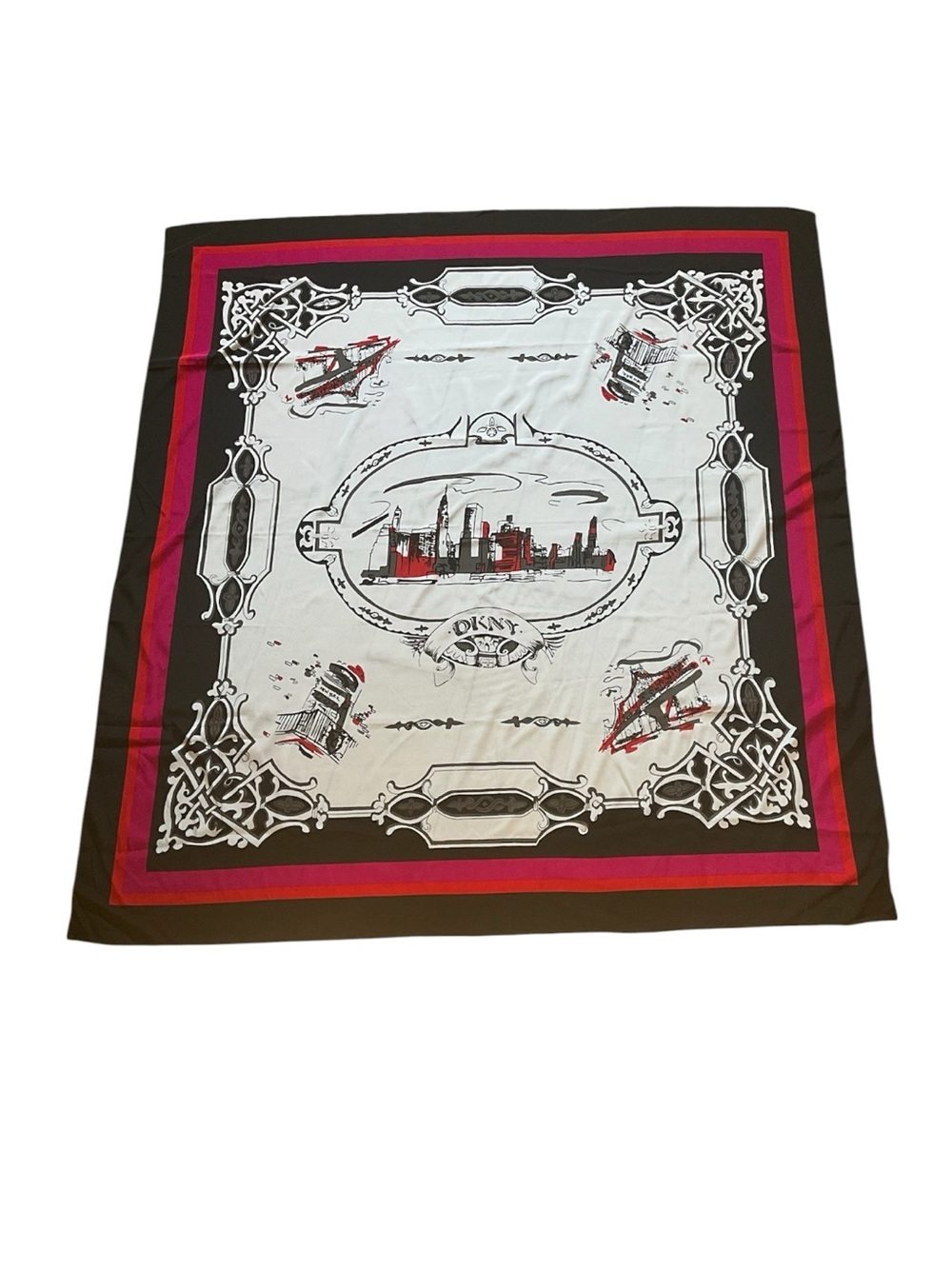 DNKY Vintage Y2K NYC Skyline Oversized Sheer Scarf